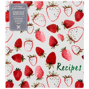 C.R. Gibson Pocket Page Recipe Binder, Strawberry Fields