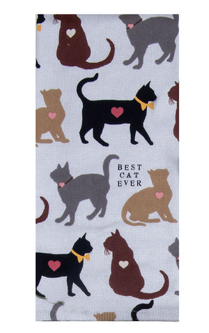 Kay Dee Dual Purpose Terry Tea Towel, Fur Real Pets Cat 'Best Cat Ever'