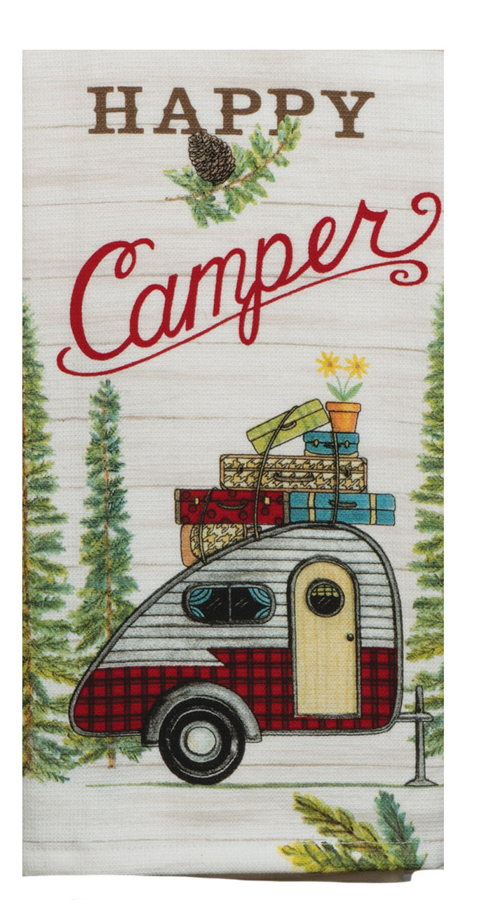 Kay Dee Dual Purpose Terry Tea Towel, Scenic Route Happy Camper