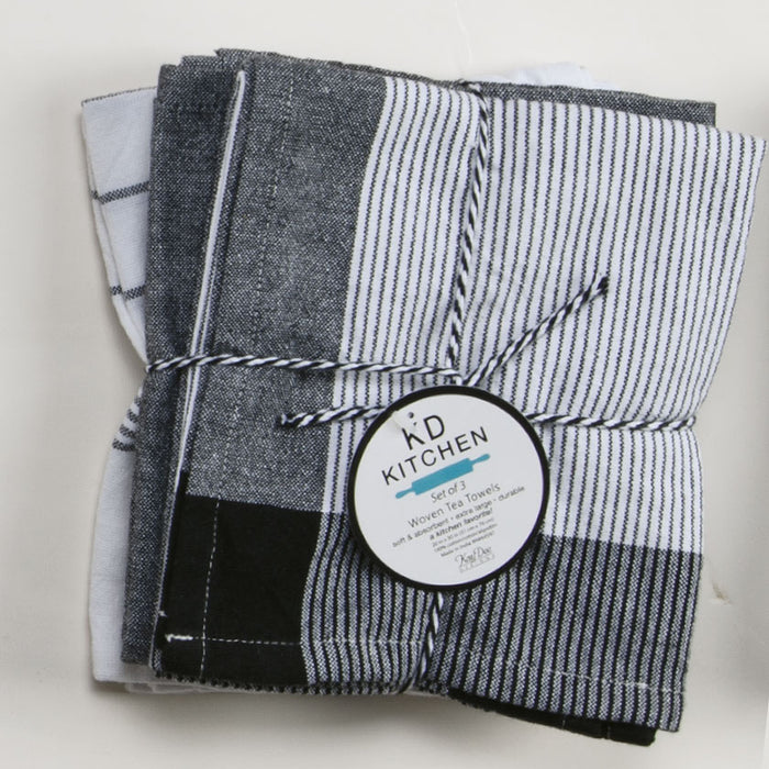 Kay Dee Tea Towel Set of 3, Onyx Black