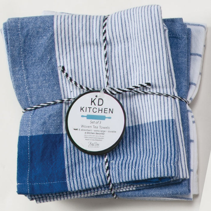 Kay Dee Tea Towel Set of 3, True Blue