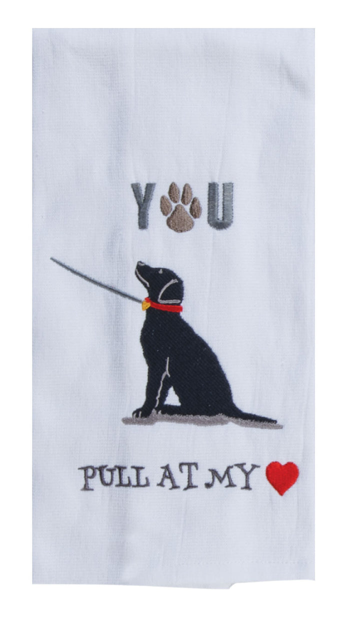 Kay Dee Dual Purpose Terry Tea Towel, Pet Lovers Only Pull at Heart Dog