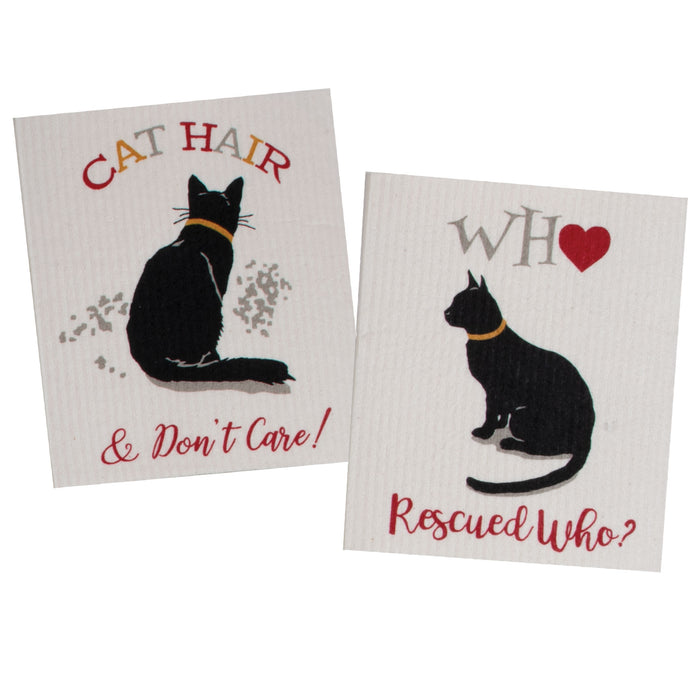 Kay Dee Swedish Dishcloths Set of 2, Pet Lovers Only Cat Combo #1