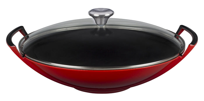 Le Creuset Wok with Glass Lid 4.5L, Cerise