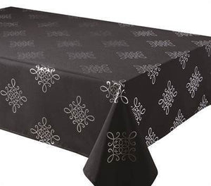 Texstyles Deco Tablecloth 60 Inch Round, Scroll Black