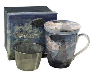 McIntosh Tea Mug with Infuser & Lid, Monet Woman with a Parasol