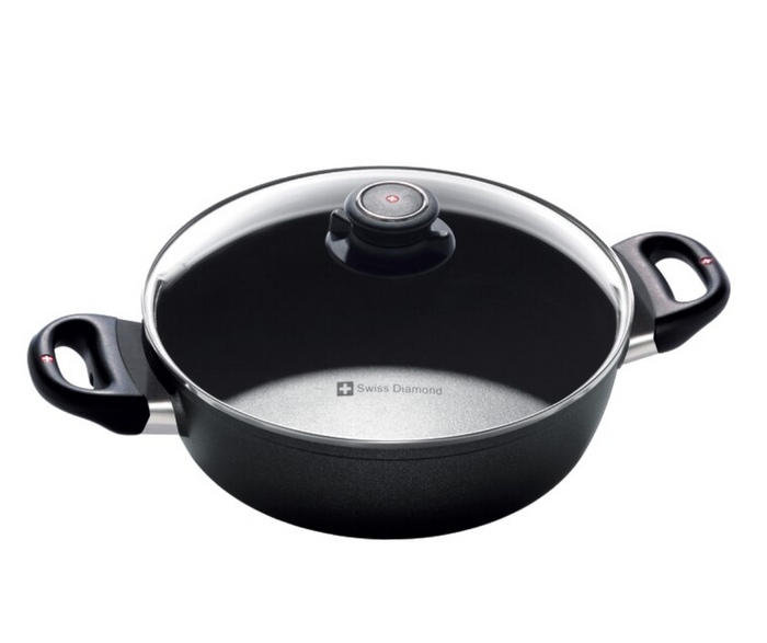 Swiss Diamond XD Nonstick Casserole with Lid 3.2qt | 3L - 24cm | 9.5-Inch