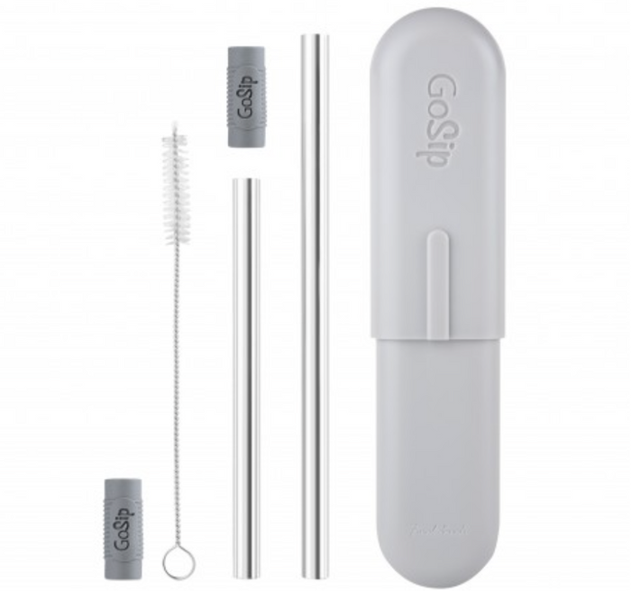 Final Touch GoSip Stainless Steel Straw Set, Grey