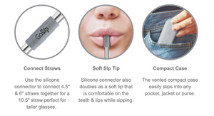 Final Touch GoSip Stainless Steel Straw Set, Grey