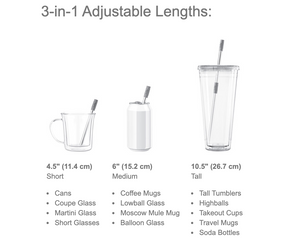 Final Touch GoSip Stainless Steel Straw Set, Grey