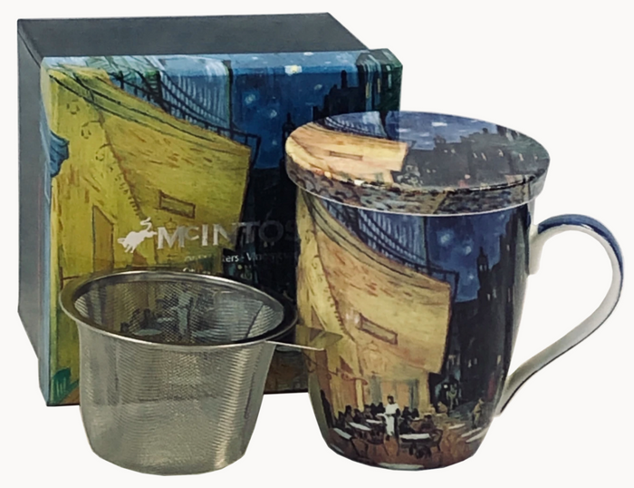 McIntosh Tea Mug with Infuser & Lid, Van Gogh Cafe Terrace at Night