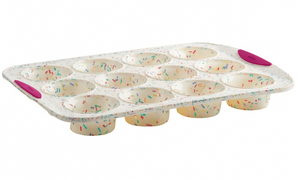 Trudeau Structure Silicone™ Muffin Pan 12 Cup, White Confetti