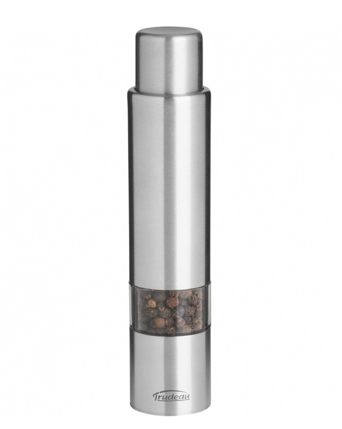 Trudeau One-Hand Stainless Steel Pepper Mill 6-Inch