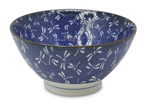 EMF Japanese Porcelain Bowl 7 Inch, Blue Dragonfly