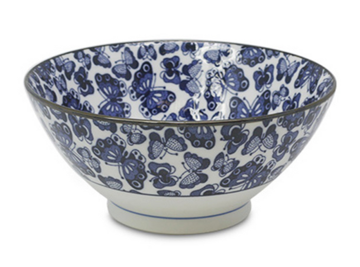 EMF Japanese Porcelain Bowl 7-Inch, Blue Butterfly