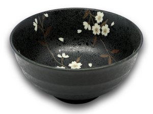 EMF Japanese Porcelain Bowl 7-Inch, Black Cherry Blossom