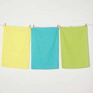 Danica Now Designs Flour Sack Tea Towel Set of 3, Chartreuse | Leaf | Turquoise