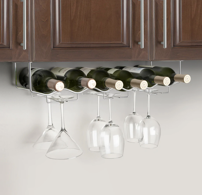 Final Touch Rack Under Cabinet 6 Bottle Wine/Glass Rack
