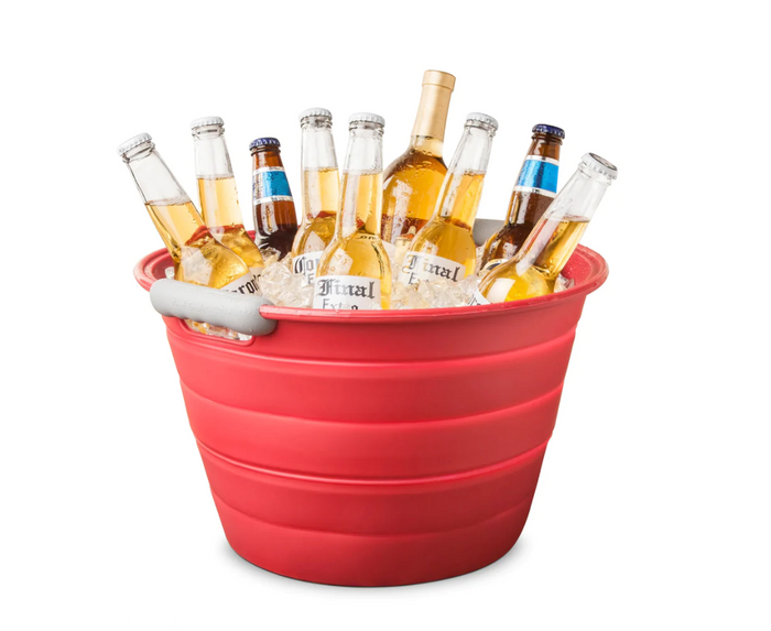 Final Touch Collapsible Beverage Bin/Ice Bucket, Red