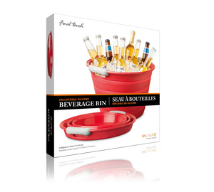 Final Touch Collapsible Beverage Bin/Ice Bucket, Red