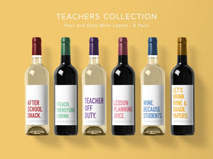 Classy Cards Wine Labels Pack of 6, Teacher Collection