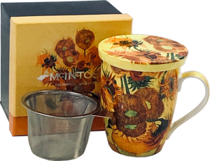McIntosh Tea Mug with Infuser & Lid, Van Gogh Sunflowers
