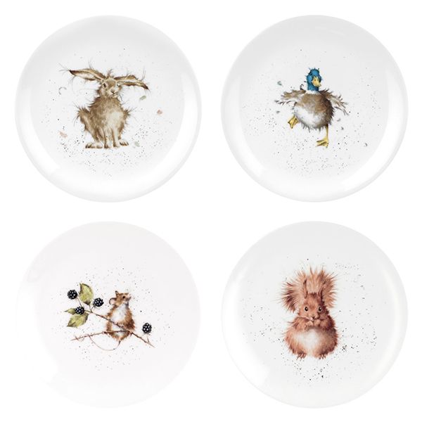 Wrendale Designs Coupe/Salad Plates Set of 4 (Hare, Duck, Squirrel & Mouse)