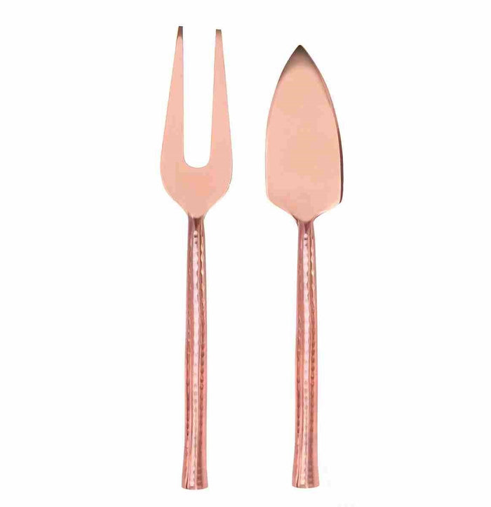 David Shaw Hammered Copper 2pc Cheese Fork Set