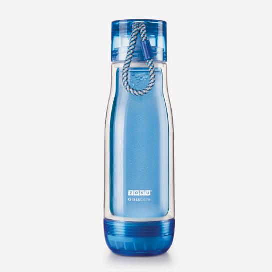 Zoku Glass Core Water Bottle 16oz, Blue