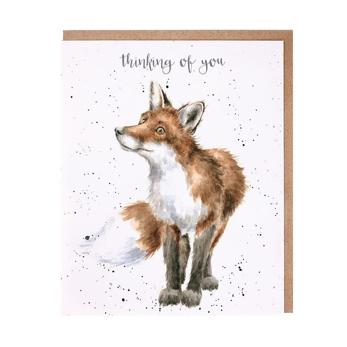 Wrendale Designs Greeting Card, 'Thinking Of You' Fox