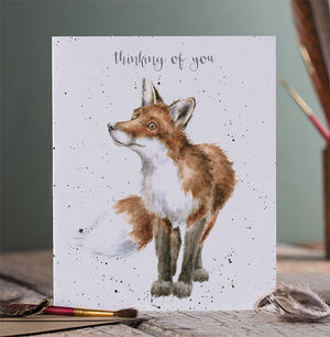 Wrendale Designs Greeting Card, 'Thinking Of You' Fox