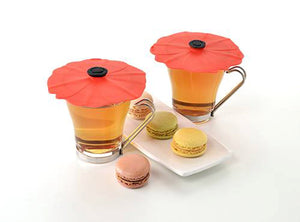 Charles Viancin Floral Poppy Drink Covers 10 cm | 4 Inch Set of 2