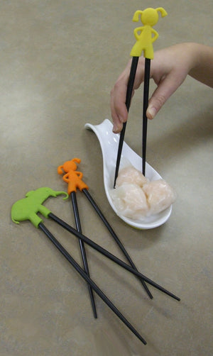 Kitchen Basics Chopstix Kids Silicone Chopsticks with Holders (Assorted Colours)
