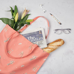 Wrendale Designs Foldable Shopping Bag, 'Flowers' Giraffe