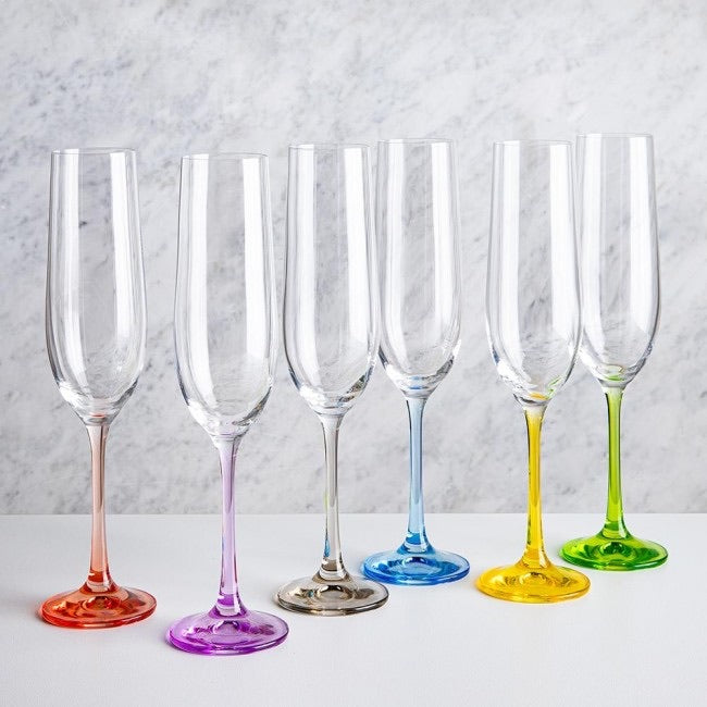 Bohemia Rainbow Champagne Glasses Set of 6