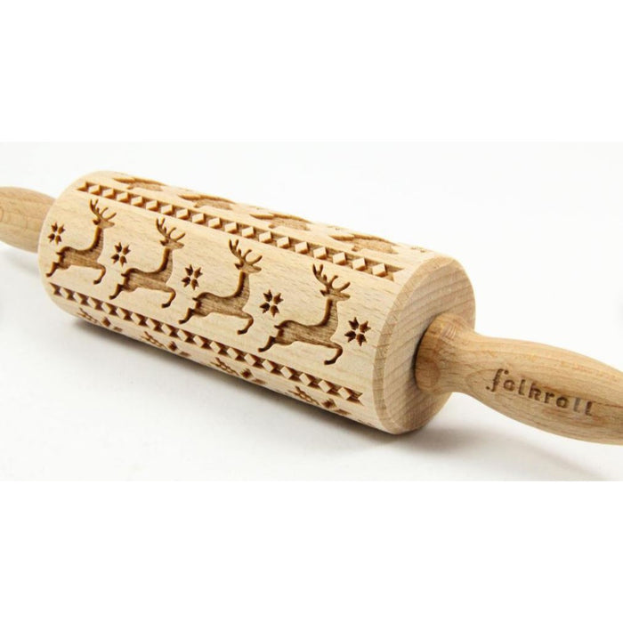 Folkroll Small Embossed Rolling Pin, Scandinavia Christmas
