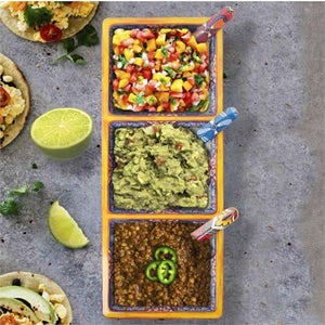 Prepara 3-Section Taco Serving Tray, Yellow