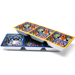 Prepara 3-Section Taco Serving Tray, Blue