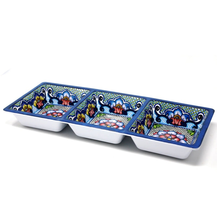 Prepara 3-Section Taco Serving Tray, Blue