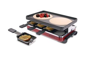 Swissmar 8 Person Red Classic Raclette Party Grill with Reversible Cast Aluminum Non-Stick Grill Plate