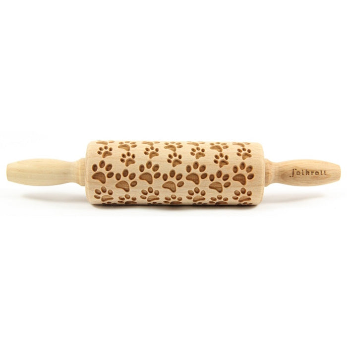 Folkroll Small Embossed Rolling Pin, Dog's Paw
