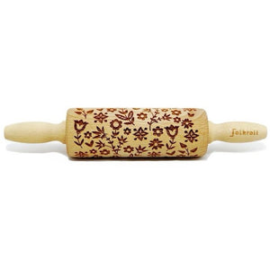 Folkroll Small Embossed Rolling Pin, Flower Power