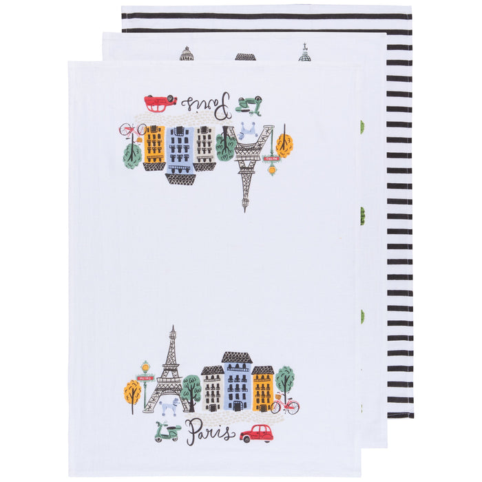 Danica Now Designs Flour Sack Tea Towel Set of 3, Meet Me in Paris