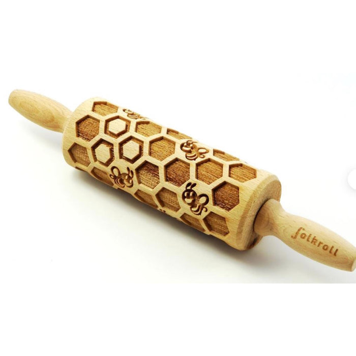 Folkroll Small Embossed Rolling Pin, Honeycomb