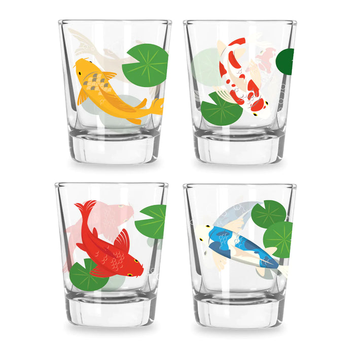 Kikkerland Shot Glasses Set of 4, Koi Morph