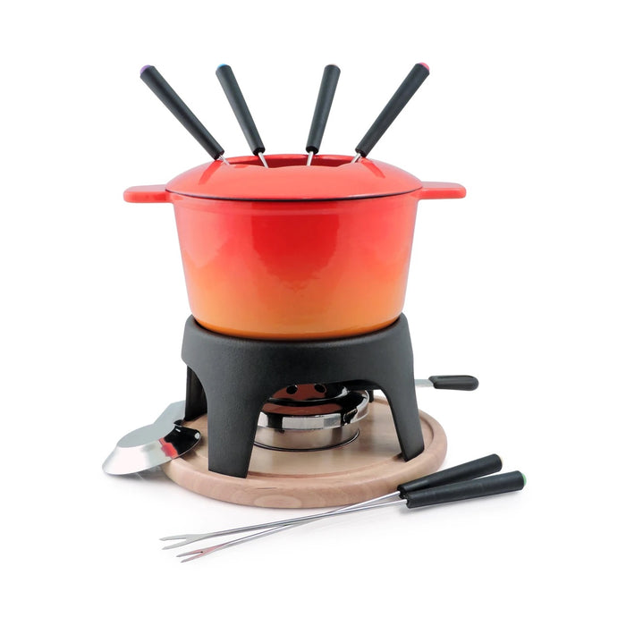 Swissmar Sierra Cast Iron Fondue 11pc Set, Orange