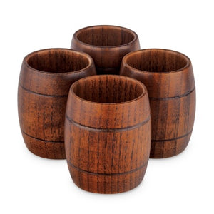 Final Touch Wood Barrel Shot Glasses Set of 4