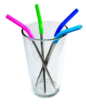 Kitchen Basics Stainless Straws Drinking Straws with Silicone Tips (Narrow)