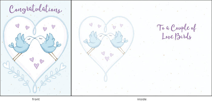 Little Jeanie Greeting Card, Congratulations Love Birds