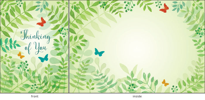 Little Jeanie Greeting Card, Thinking of You (Green Leaves)